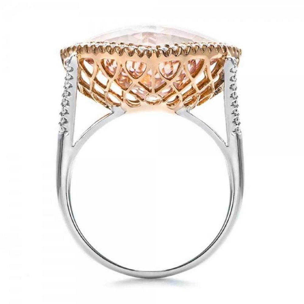 NEW Cushion Morganite Diamond Halo 925 Silver Ring - Picture 4 of 5